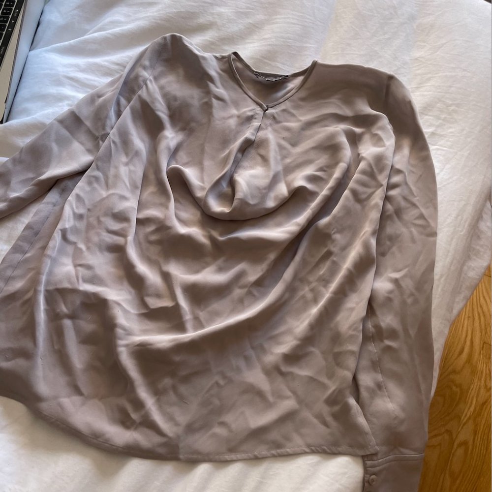 Vince Taupe Chiffon Blouse